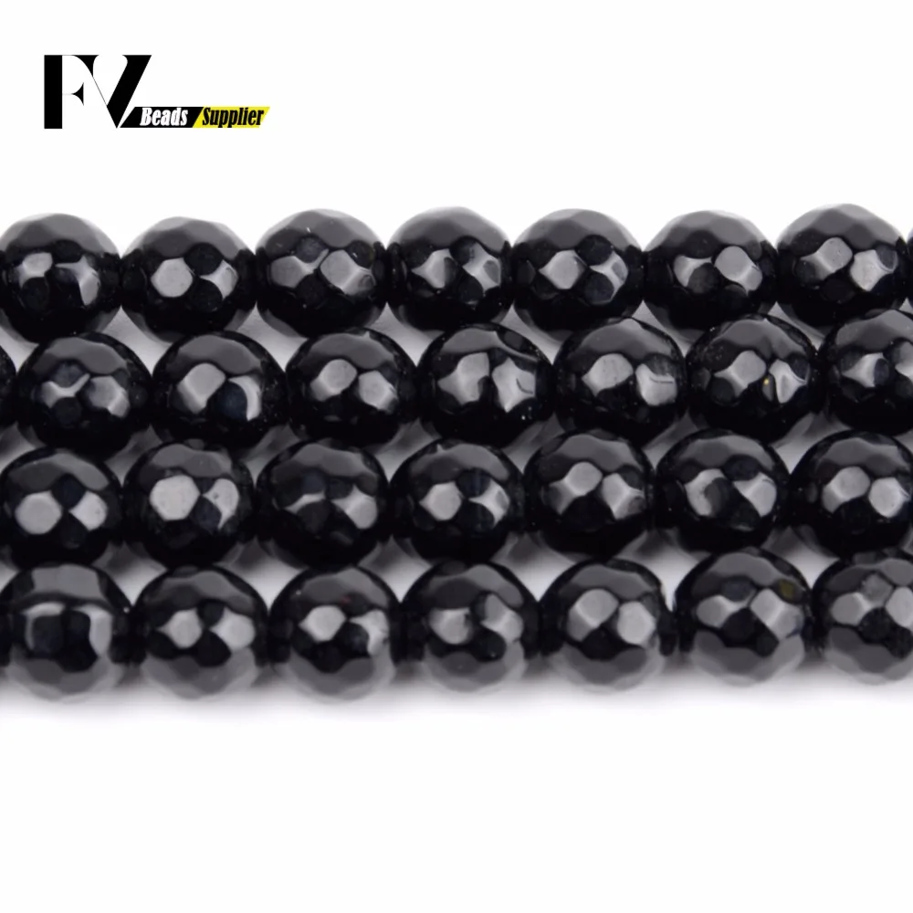 4681012 mmFaceted черный Агат бусы из натурального камня круглые бусины для Diy ювелирные