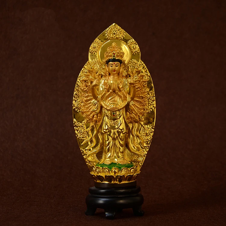 

Resin Thousand hand Guanyin Bodhisattva small statue a Buddism godness Guanyin figurine peace auspicious about 19*8.3CM
