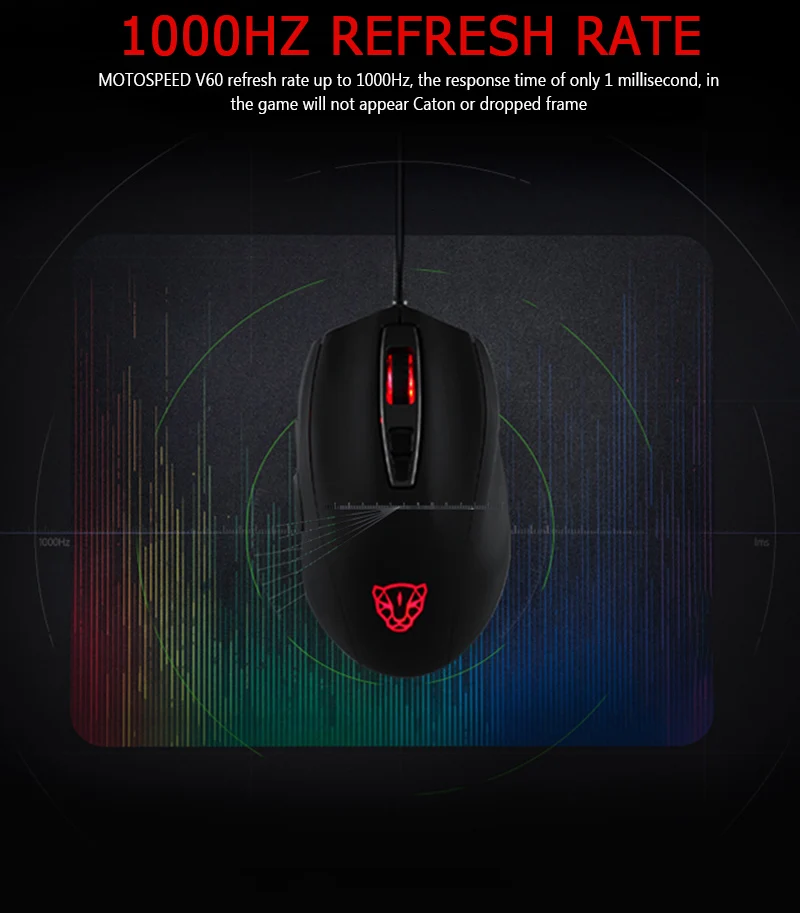 Motospeed V60 RGB игровая мышь для геймера Программирование 5000 dpi USB компьютер 7 кнопок Wried Оптические мыши с подсветкой дышащий светодиодный для ПК Lap