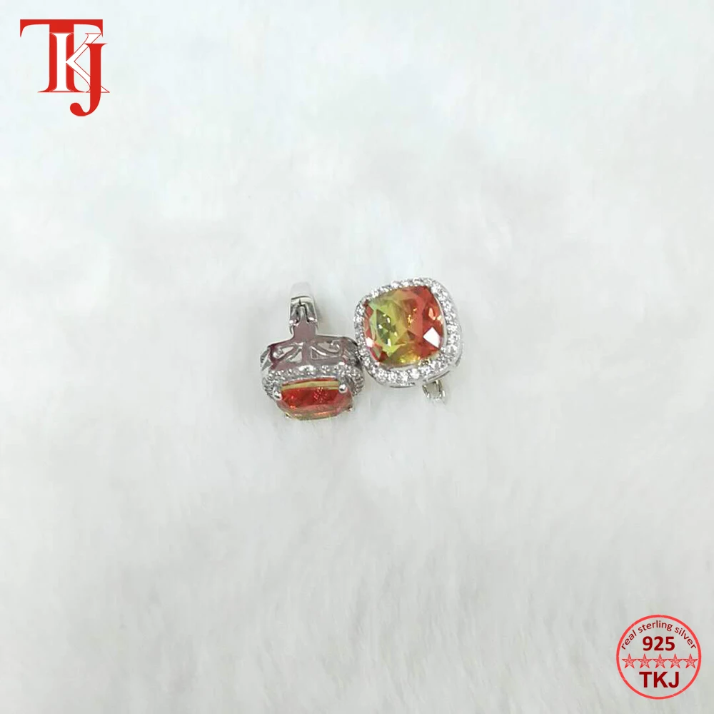TKJ 925 пробы серебряные серьги-гвоздики с фианитом, турмалиновые серьги с камнем для женщин и девочек, ювелирные изделия для свадьбы, вечеринки, юбилея