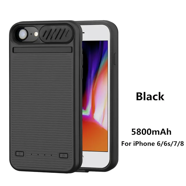 Black For 6 6s 7 8 5800/8200 мА/ч, Портативный Батарея Зарядное устройство чехол для iPhone 8 Plus/7/6s/6 резервного копирования Батарея чехол для iPhone 8 Plus/7/6s/6 Plus, Мощность банка - Цвет: Black For 6 6s 7 8