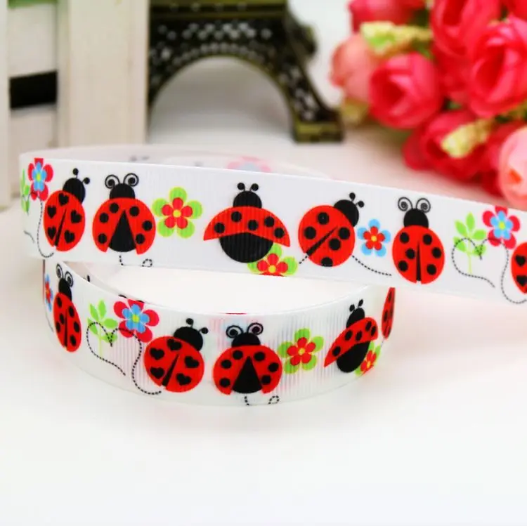 7/8 ''Бесплатная доставка Лягушка лента с рисунком божьей коровки для волос