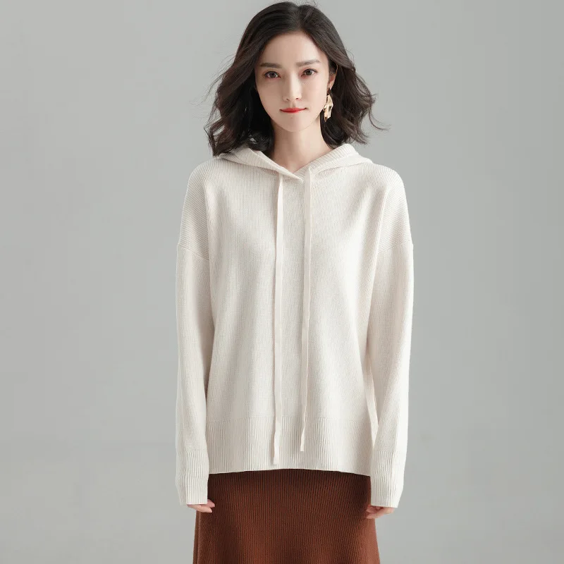 Новый женский свитер расстроен свитером с капюшоном женские комплекты длинным