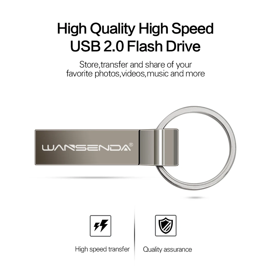 Wansenda Металлический Стальной USB флэш накопитель 4 ГБ 8 16 32 64 128 Портативный Pen Drive с