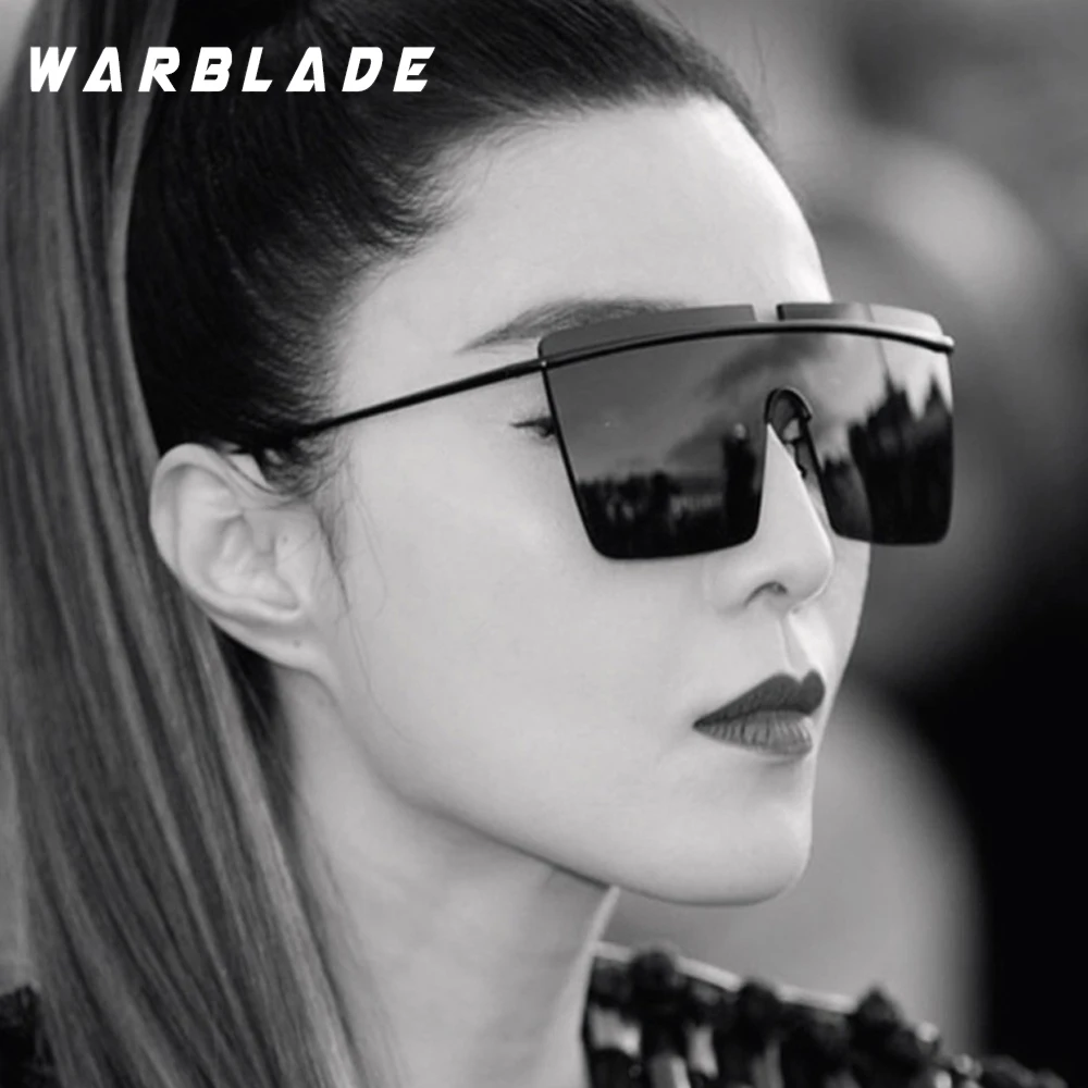 

Женские и мужские солнцезащитные очки WarBLade, темно-синие, розовые, коричневые солнцезащитные очки без оправы с квадратными градиентными лин...