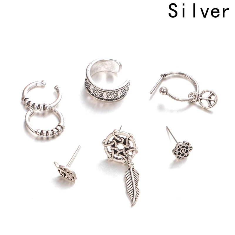 Набор сережек гвоздики в виде листьев Ловец снов 7 форме Луны серьги звездочки