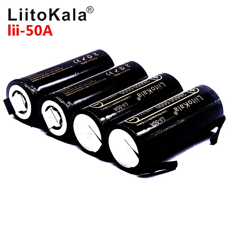 Аккумуляторная литий ионная батарея LiitoKala 3 7 в 26650 5000 мАч 50A|Перезаряжаемые