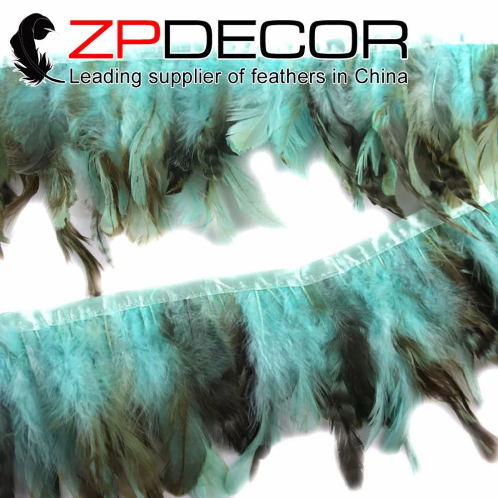 

ZPDECOR Factory Wholesale 10Yard 4-6inch Featured Top Quality Light Blue Chinchilla Rooster Feathers Trim for Costume Decoration