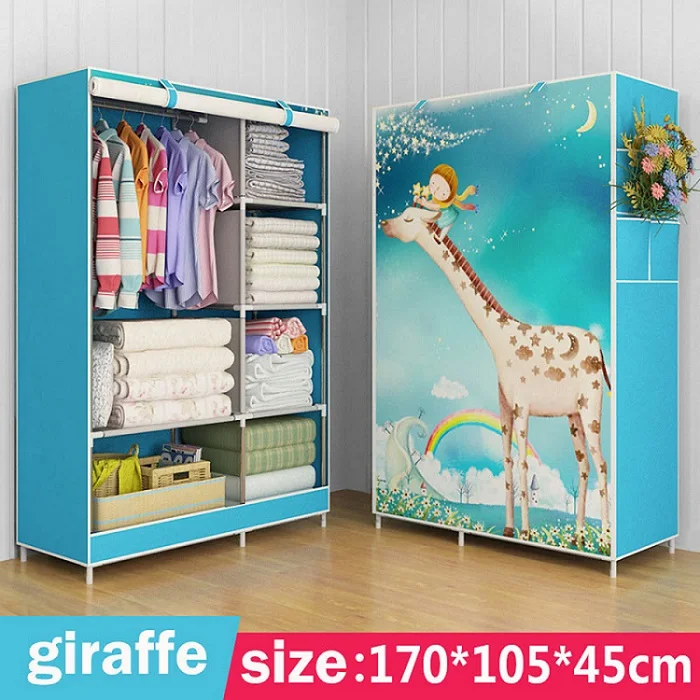 giraffe Шкаф 3D Живопись дизайн нетканый стальной каркас армирование стоячий органайзер для хранения Съемный шкаф для одежды мебель - Цвет: giraffe