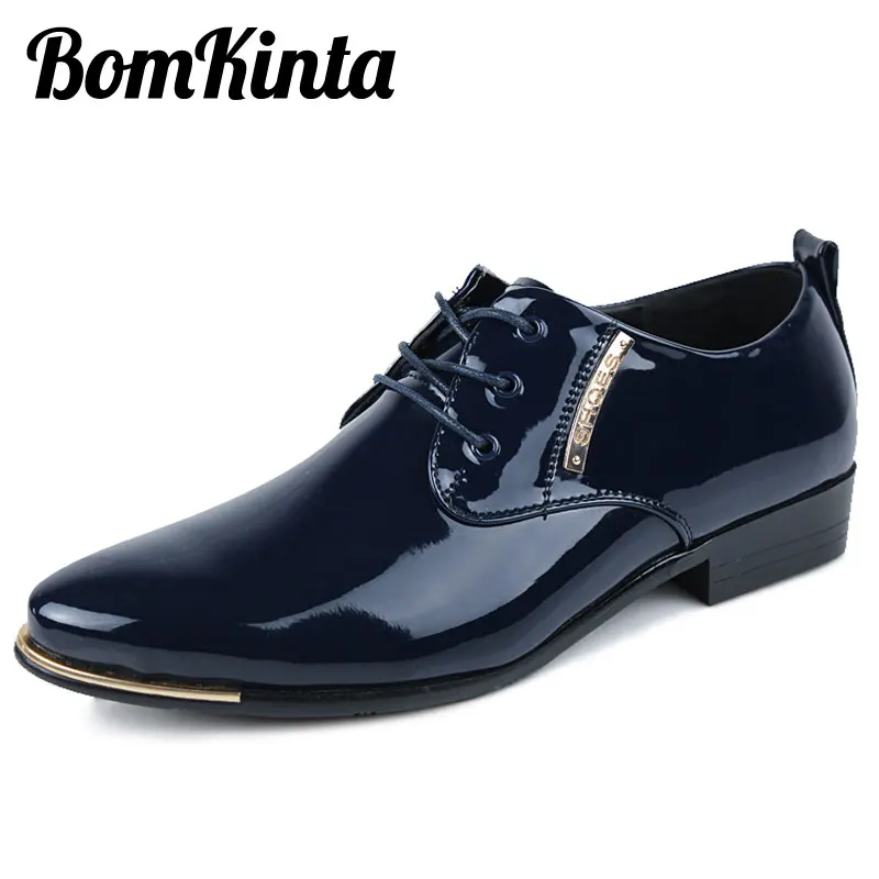BomKinta Classic Glitter Office Men Dress Shoes Metal Business Lace Up Oxfords For Italian Style Formal | Обувь