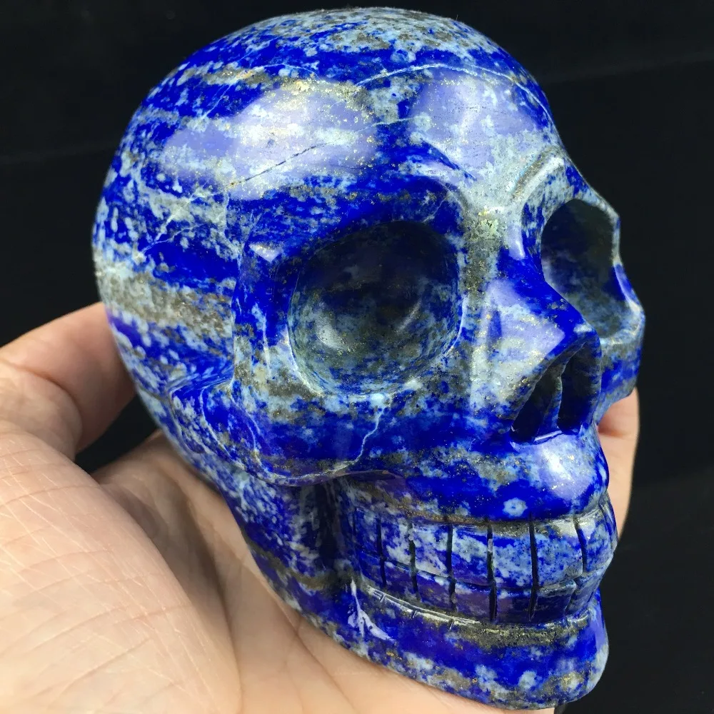 3 дюйма Природный кристалл лазурит яшма ручной резные черепа исцеления резьба 1