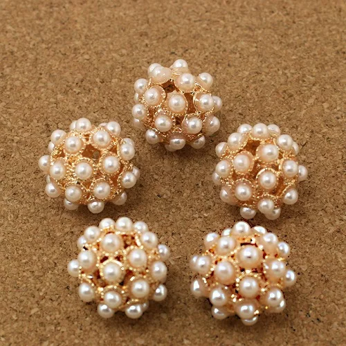 

50pcs/lot 16mm Round Hollow Ball Gold Pearl Spacer DIY Beds For Fashion Jewelry
