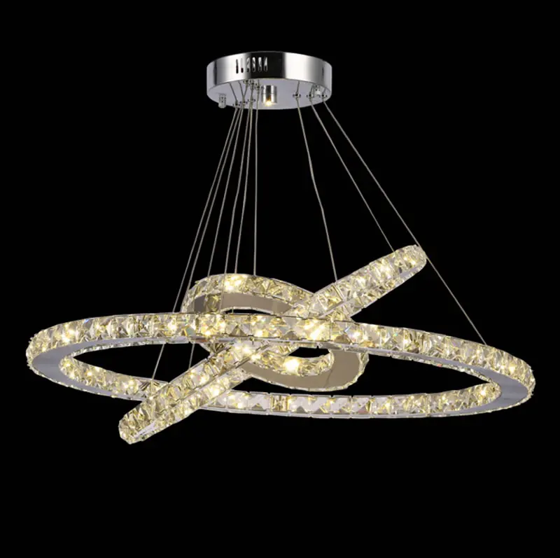 Светодиодный ная люстра с 3 кольцами Хрустальная круглая лампа трехцветный