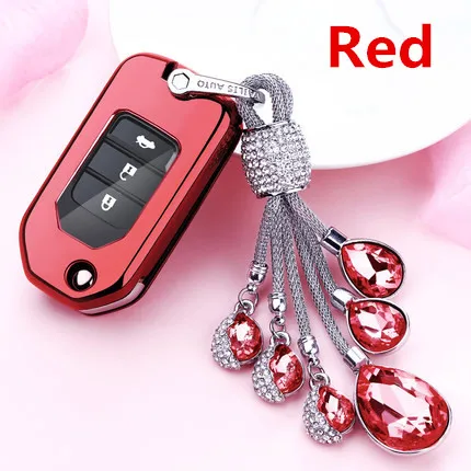 F-red keyring Мягкий ТПУ автомобильный чехол для ключей для Honda Civic CR-V HR-V Accord jade Crider Odyssey- автомобильный Стайлинг защитный ключ - Название цвета: F-red keyring