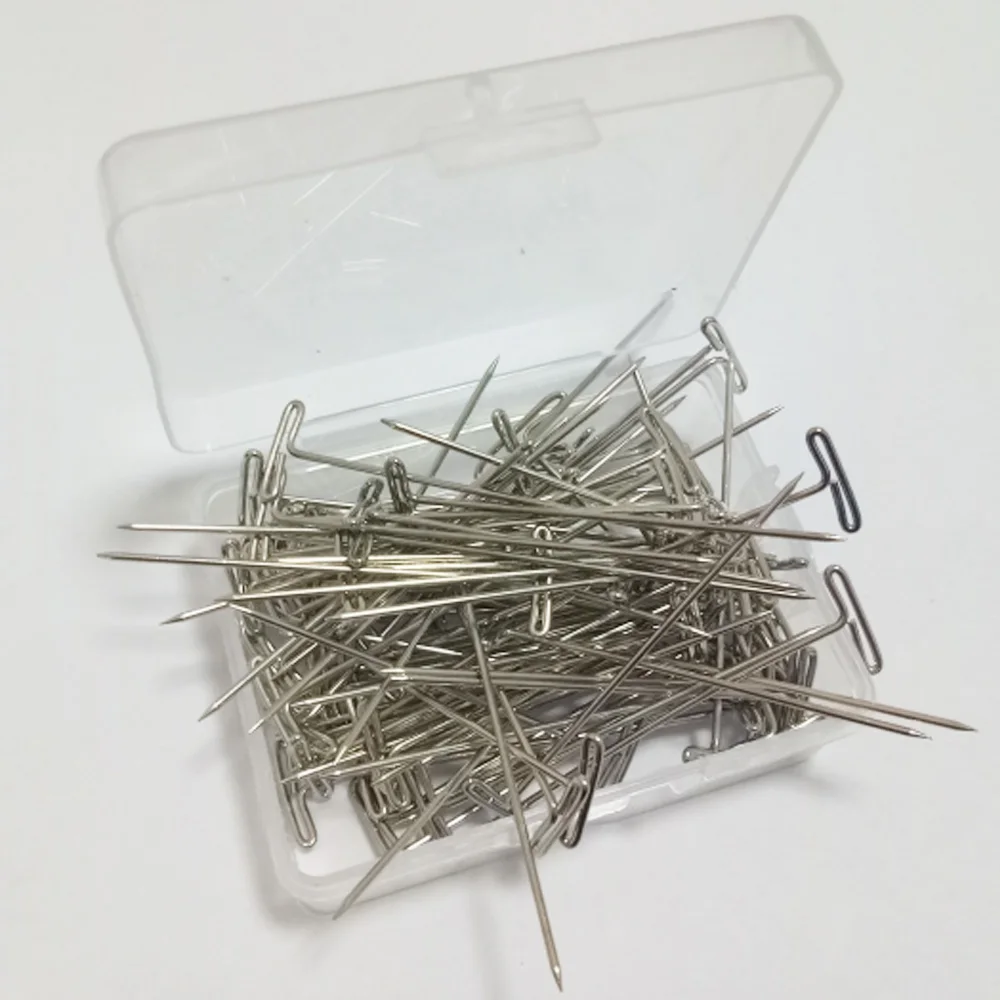 100 шт. T-PINS(51 мм) для парика на пене Т-образная игла бразильский манекен тип головы Шитье