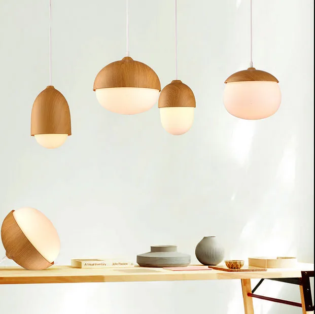 Scandinavian Style Glass Bar Cafe Restaurant Imitation wood Cute Nuts Light Pastoral Chandelier CL MZ140 | Освещение