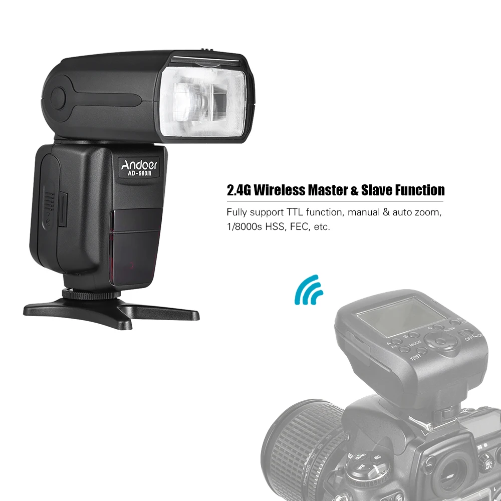 Andoer AD-980IIIC E-TTL Master Slave Flash Speedlite 1/8000s HSS Встроенная 2,4G Беспроводная система вспышки для камер Canon серии