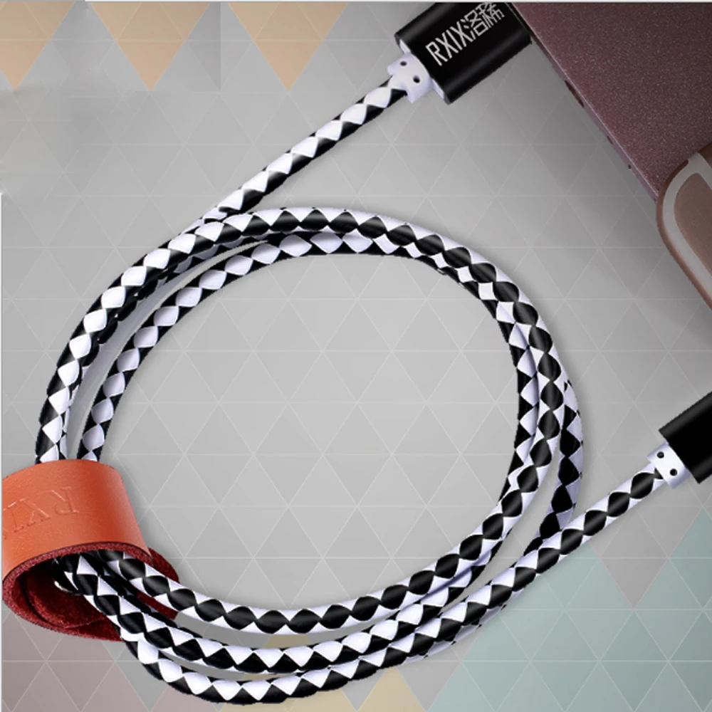 100 шт. Micro USB кабель для передачи данных зарядный шнур Прочный Плетеный Кожаный