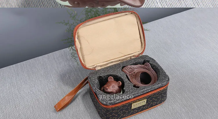Портативный персональный китайский керамический чайник с 1 чашкой чайный набор кунг-фу дорожная чайная чашка посуда для напитков фарфоровый чайник с милым животным