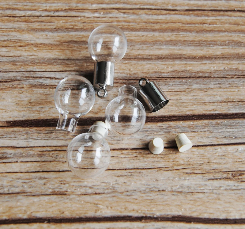 

100 шт 22x12mm шар, стеклянная сфера, стеклянная подвеска из стеклянного флакона, шар, подвеска в форме стеклянной бутылки, ожерелье