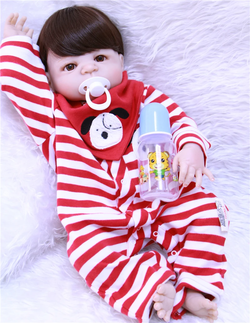 

23"57cm Full silicone Reborn Baby boy Doll Bebe Realistic modeling bathe lifelike Toys collectible Doll Children's Day Gifts