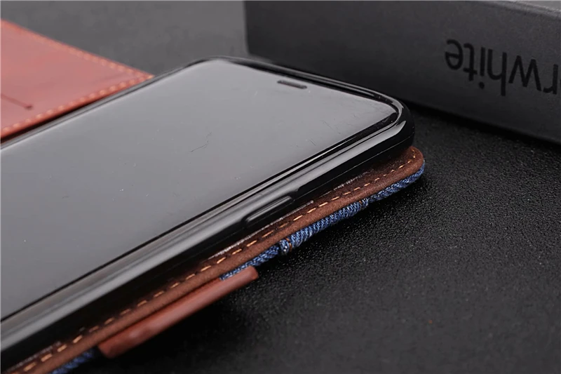 Кожаный чехол-книжка в джинсовом стиле для samsung Galaxy S9 S9Plus, винтажный Джинсовый чехол-бумажник с отделением для карт, держатель для телефона