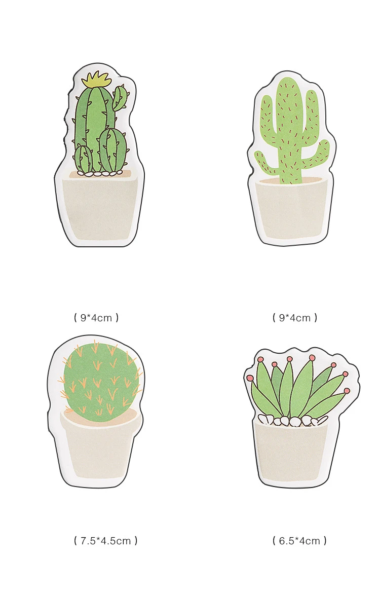 Cartoon Cactus Memo Pads Diary Stickers N Times post Office learning sticky Stickers Stationery Supplies