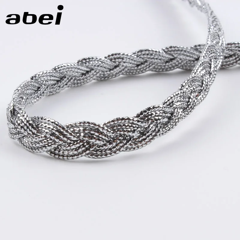 8 мм 10 ярдов золотистая серебристая блестящая кружевная лента для танцевальных