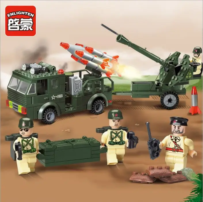 Детская обучающая и интеллектуальная плагин блок игрушки Военная серия машина с