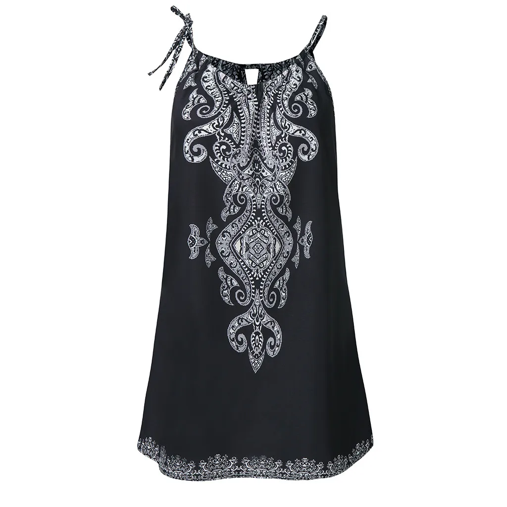 Женское Короткое платье на бретельках Boho летнее модное сексуальное винтажное