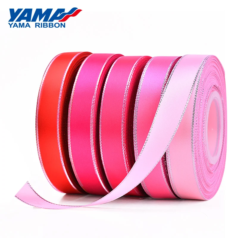 Атласная лента YAMA Silver Edge 0 25 1 5 дюйма 6 9 16 22 38 мм 100 ярдов/партия аксессуары для