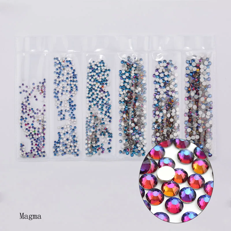 magma Новые смешанные размеры SS4-SS12 красочные 1680 шт 3D не горячей фиксации ногтей Flatback украшения из страз танцевальные костюмы - Цвет: magma