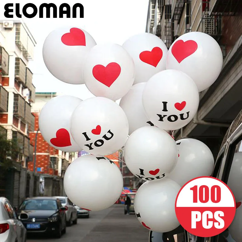 ELOMAN 100 шт. 12 дюймов 2 8 г свадебные латексные воздушные шары с принтом Я люблю тебя