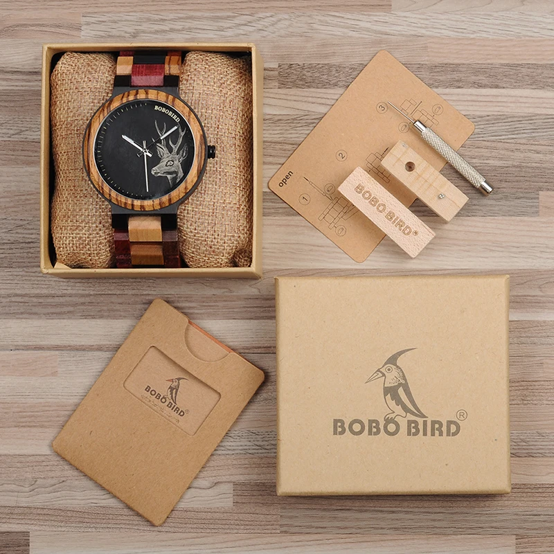 Роскошные деревянные часы BOBO BIRD уникальный деревянный ремешок японский