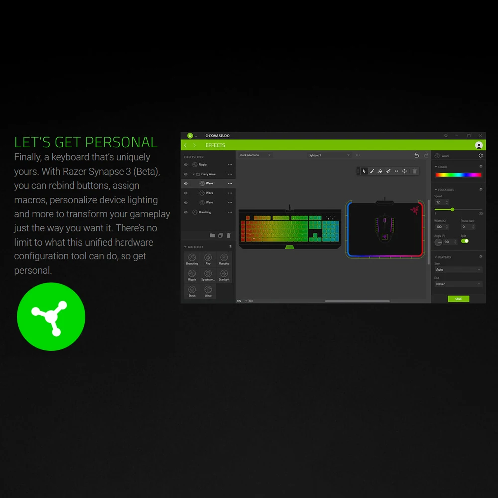 Игровая мембранная клавиатура razer Cynosa Chroma с RGB подсветкой, клавиатура для игры, полностью программируемые клавиши, 104 клавиш, защита от проливания