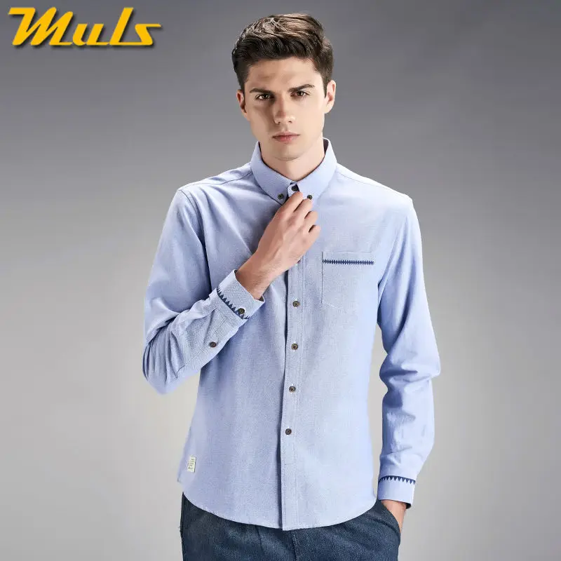 Повседневные мужские рубашки Muls брендовая одежда хлопок Оксфорд для мужчин с