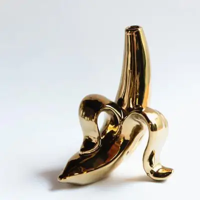 Gold12.7 x15.24cm Керамическая ваза цветок для домашнего декора горшки плантаторы банан мебель кухня ресторан украшение ваза креативная ваза - Цвет: Gold12.7 x15.24cm