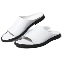 new casual businessman outdoor leather slippers summer beach slides men concise shoes