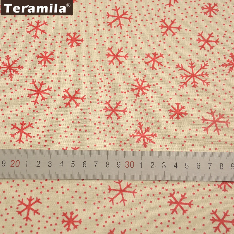 Cotton Red Snowflake Designs Linen Fabric Sewing Material Tissu TERAMILA Tablecloth Pillow Bag Curtain Cushion Zakka CM | Дом и сад