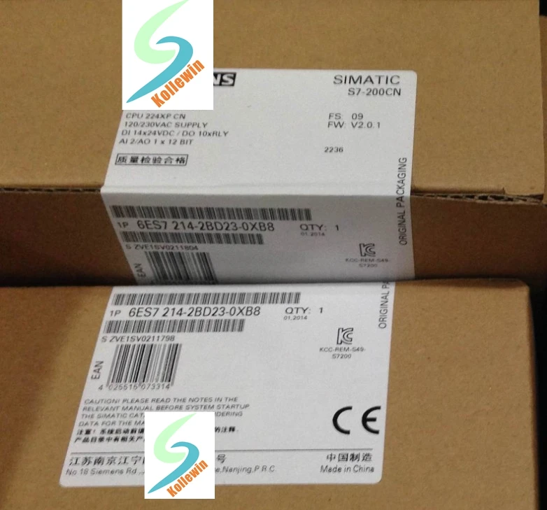 

Original SIMATIC S7-200CN CPU224XP 6ES7214-2BD23-0XB8 14DI 10 DO 2AI 1AO 6ES72142BD230XB8 6ES7 214-2BD23-0XB8 NEW in Box