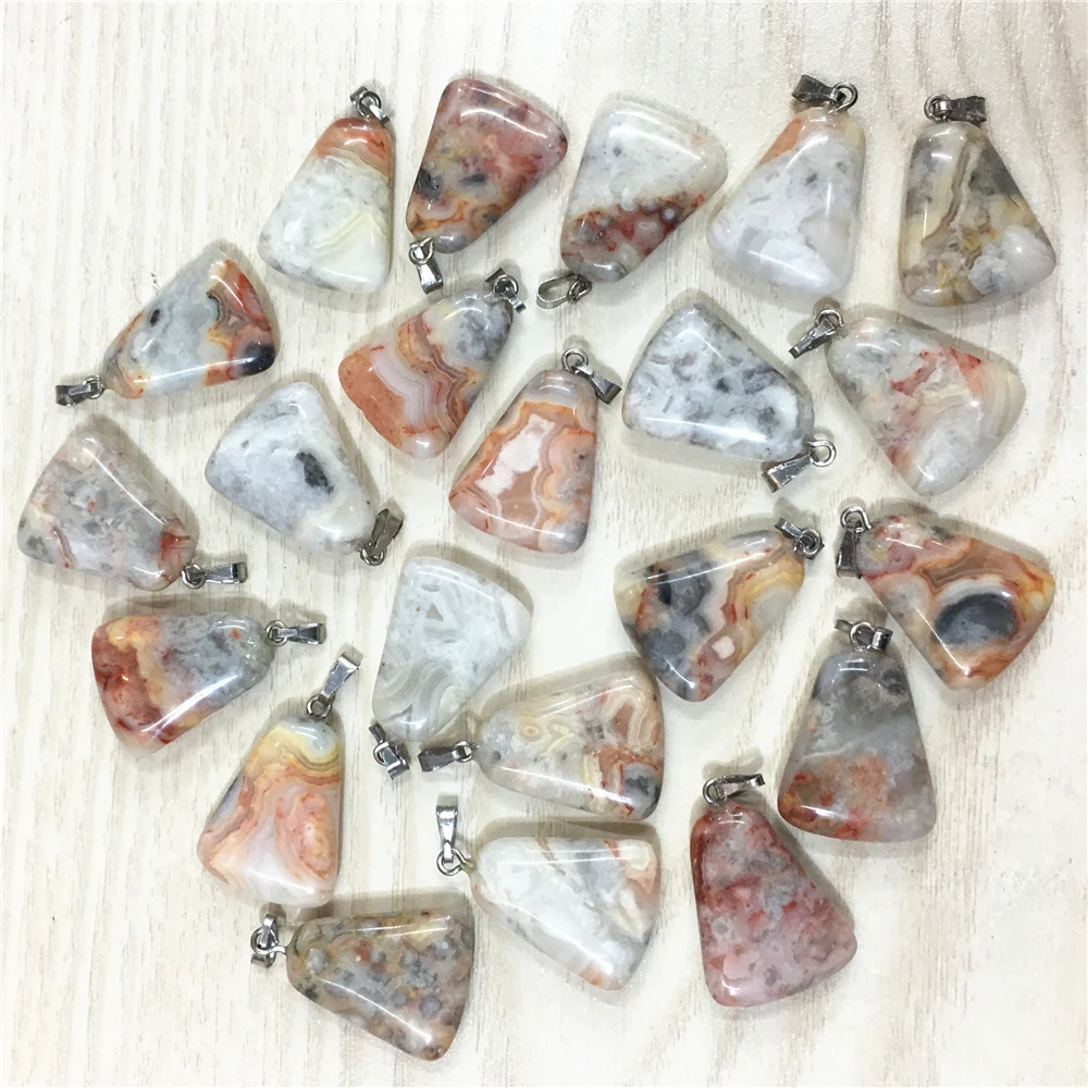 good quality natural stone crazy agates sector fan pendants Trapezoid necklace for jewelry making Wholesale 50pcs dropshipping | Украшения