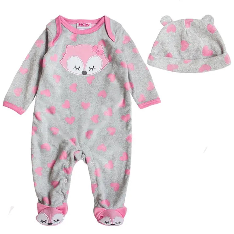 Kiddiezoom/Зимний комбинезон из кораллового флиса одежда для малышей велюровый с