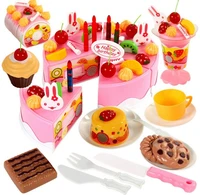 diy pretend play fruit cutting birthday cake kitchen toys set food juguete toy pink blue gift for girls kids children