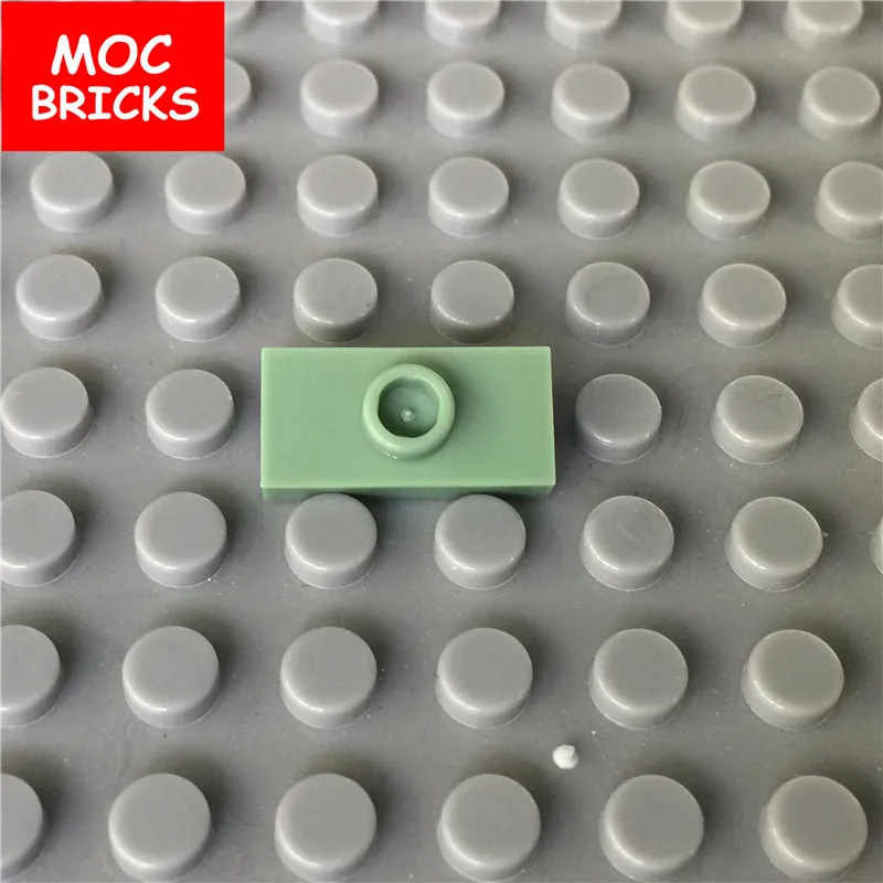 100 шт./лот MOC Кирпичи DIY песочный зеленый 1X2 пластины модифицированные 1 шпилька
