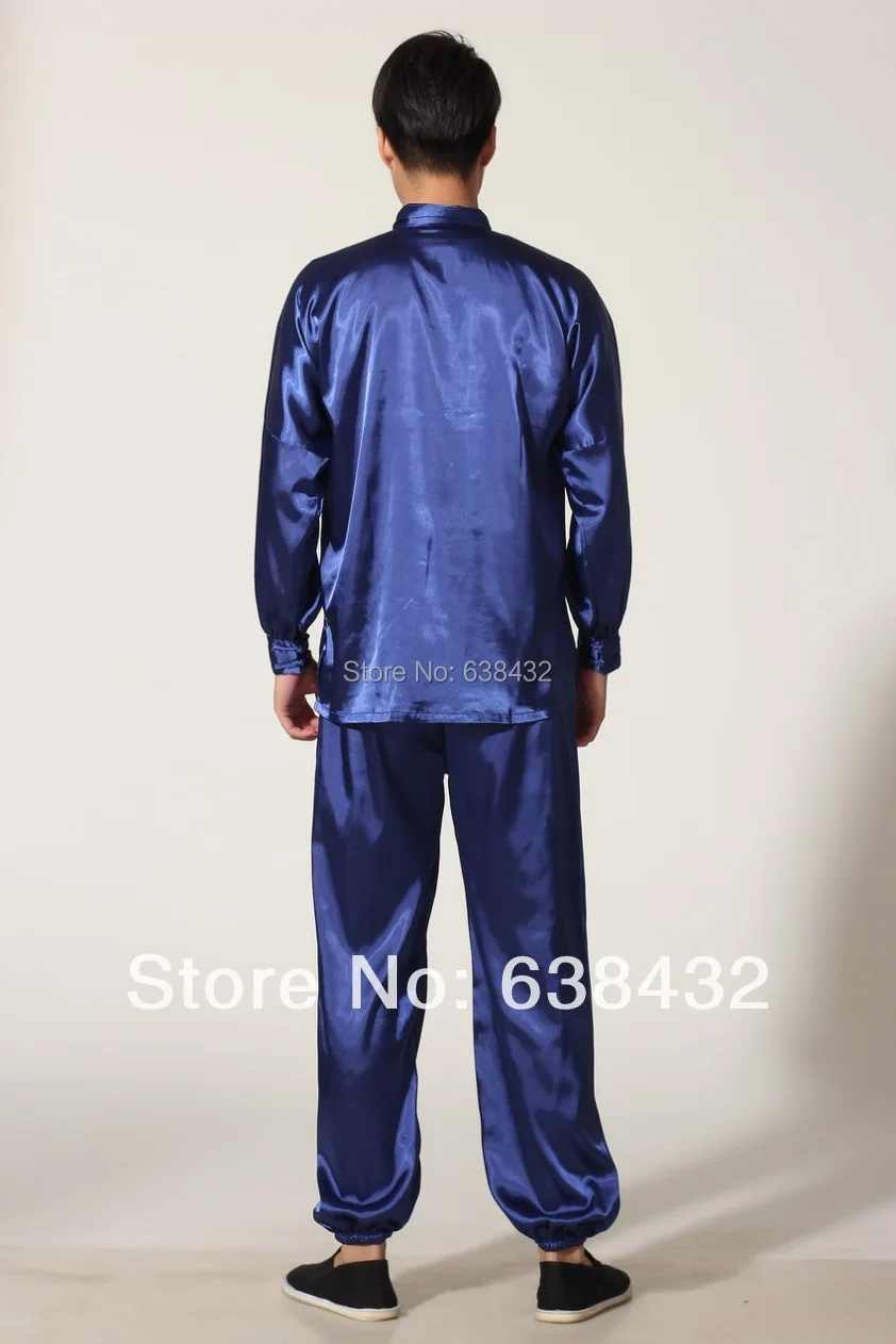 Free shipipng 2015 martial arts kung fu uniforms Tang suit Tai chi uniform kungfu clothing Blue M0048-B | Тематическая одежда и