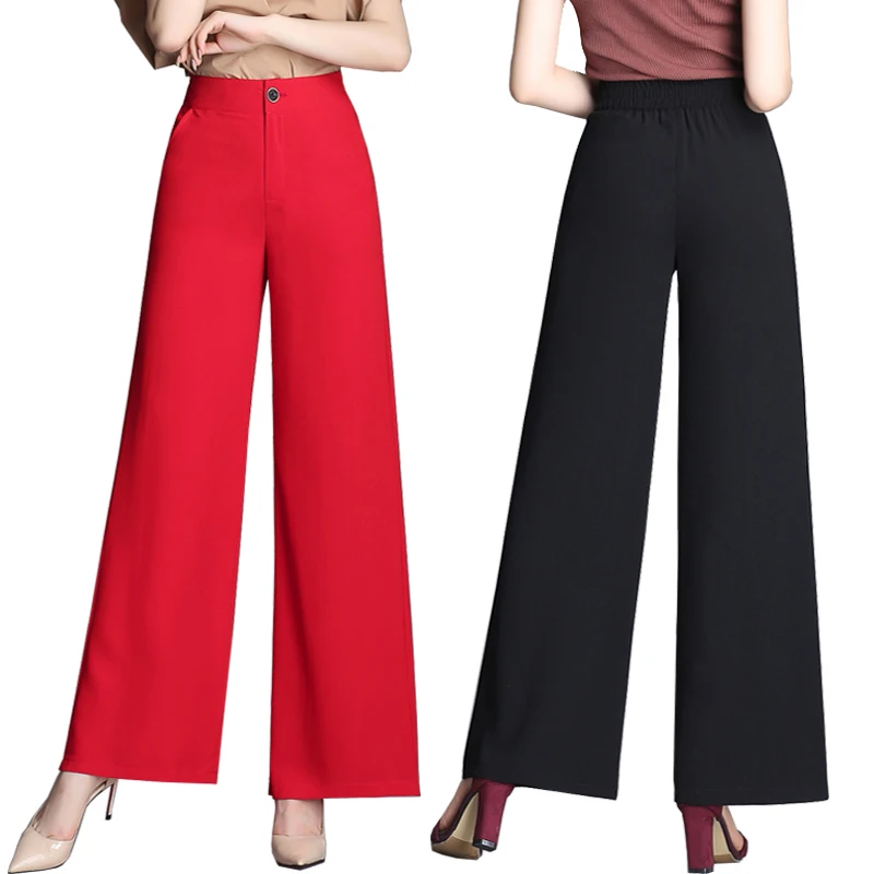 

new woman pants high waist wide leg pants woman summer black long pants casual pants female thin straight leg trousers
