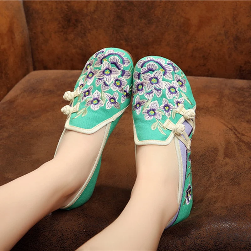 Дышащая Тканевая обувь с вышивкой уличная мягкая женская в стиле ретро бохо |