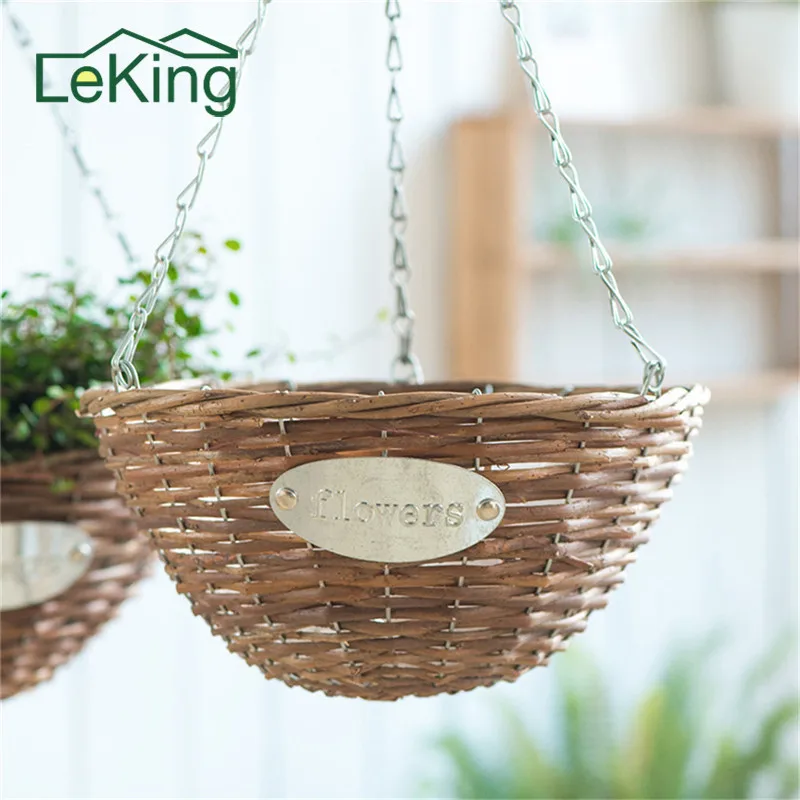 Плетеная плетеная корзина с плетеной травой подвесные горшки для украшения