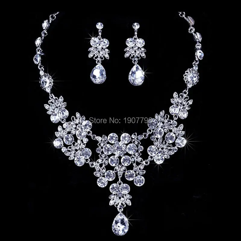 Новый свадебный комплект ювелирных изделий с австрийскими кристаллами наборы