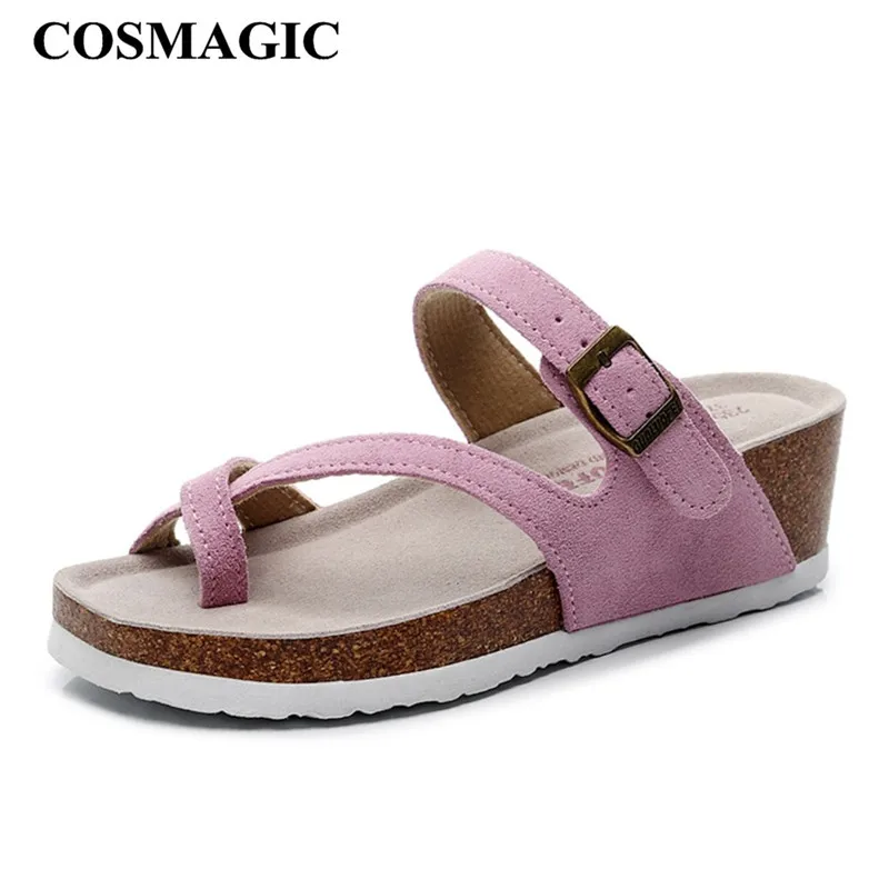 Женские шлепанцы на танкетке comagic повседневные Нескользящие Шлепанцы из нубука